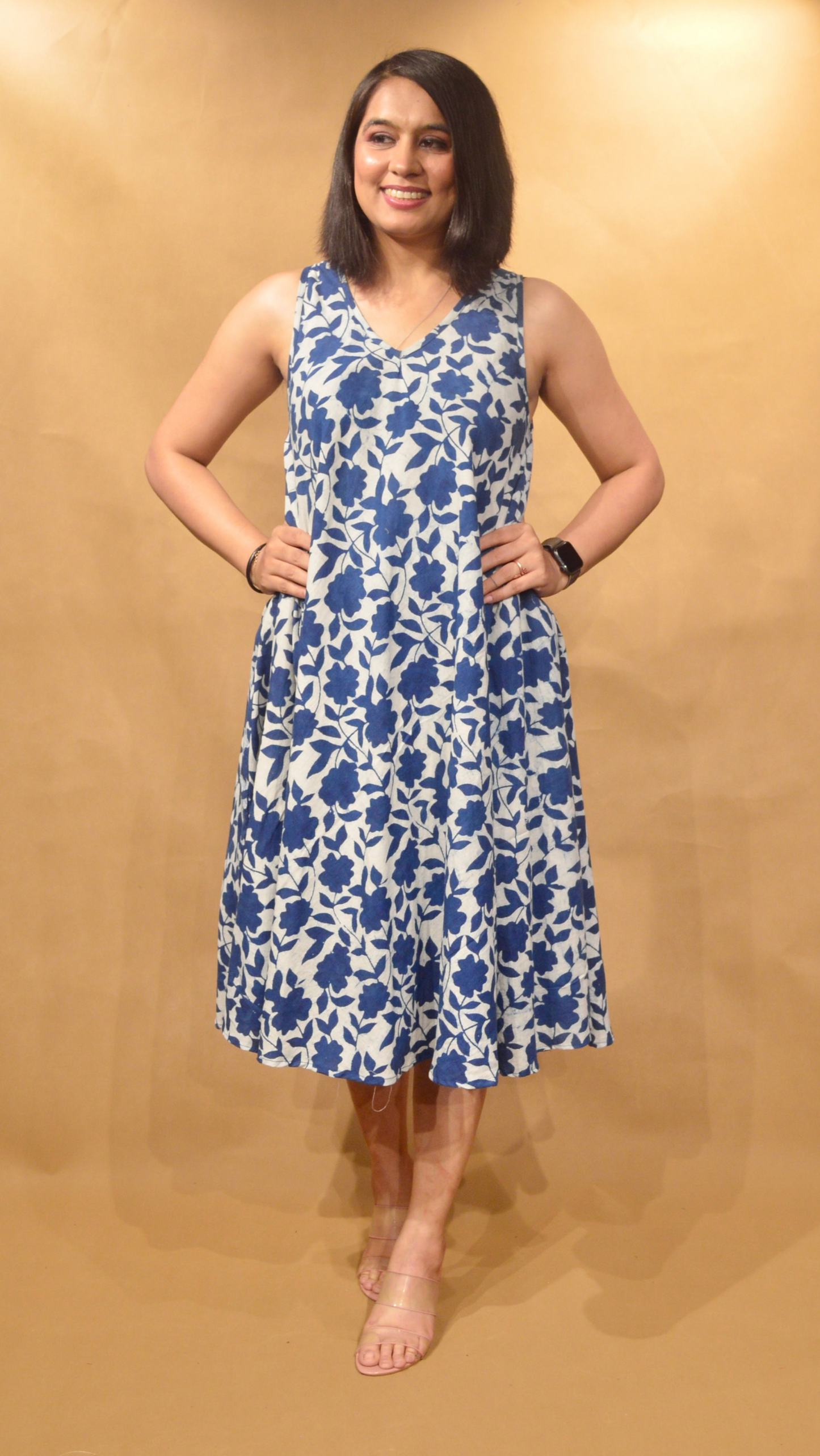 Indigo Floral Circular Dress