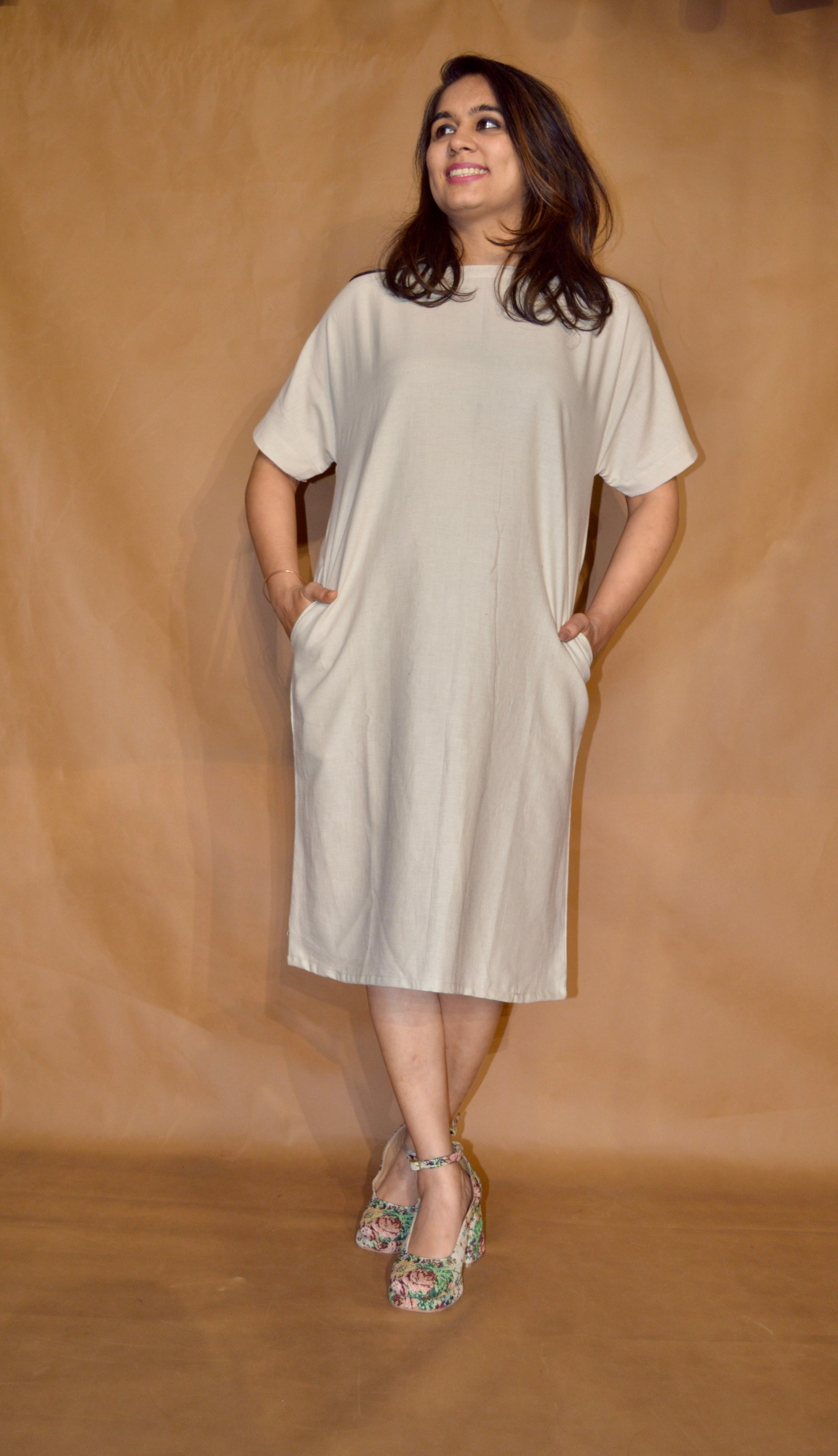 Everyday Ease Tee Dress – Soft Ivory