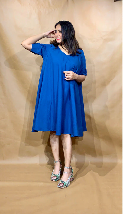 The Cobalt Drift Tent Dress
