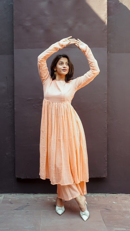 Coral Orange Angrakha Mul Set