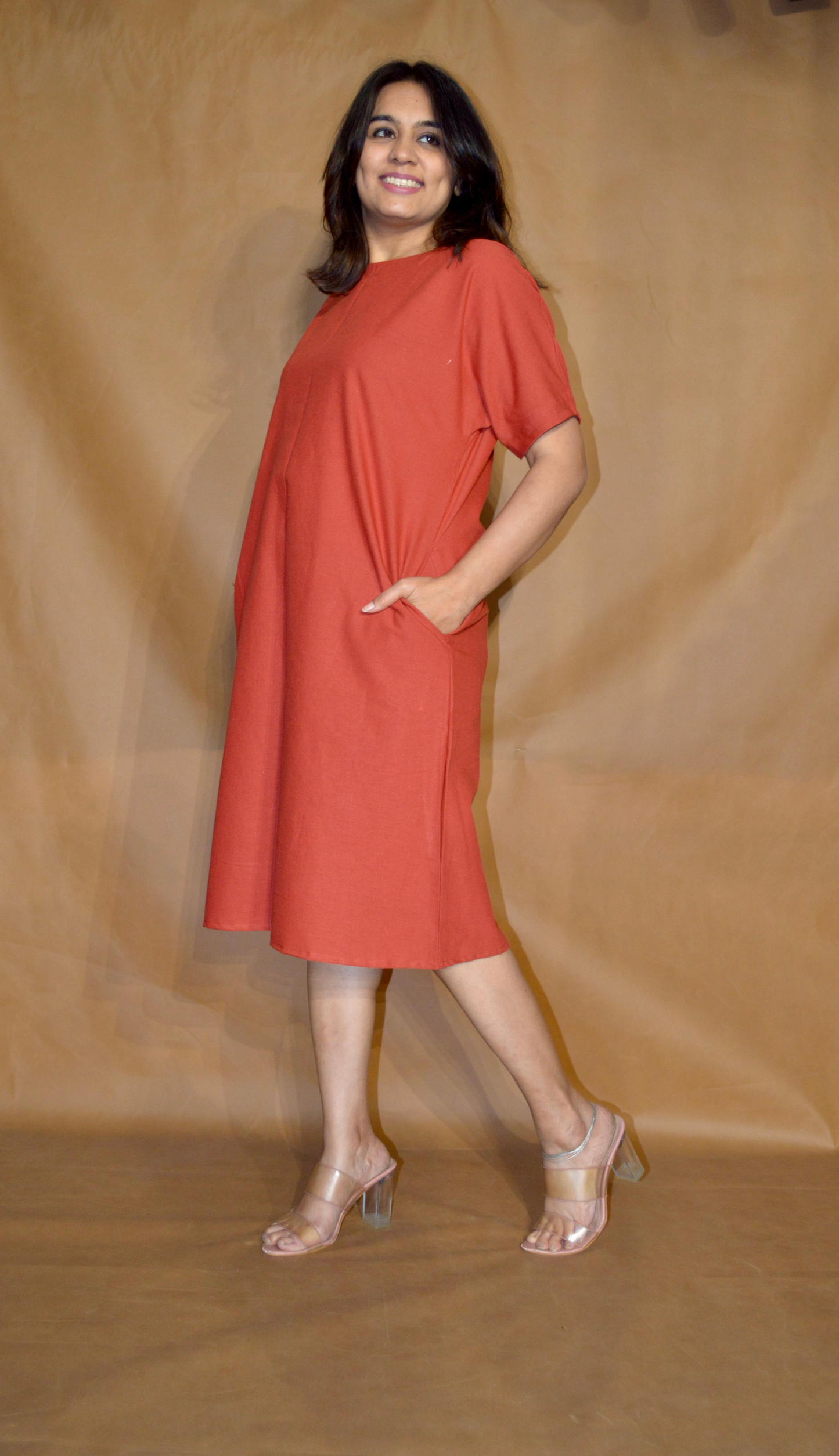 Everyday Ease Tee Dress – Burnt Terra