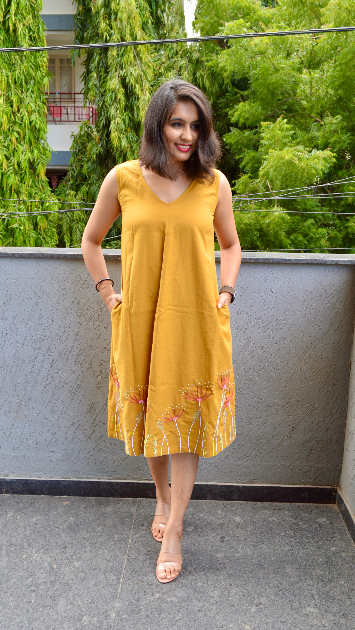 “Smell of woods “ - Mustard A-Line Dress