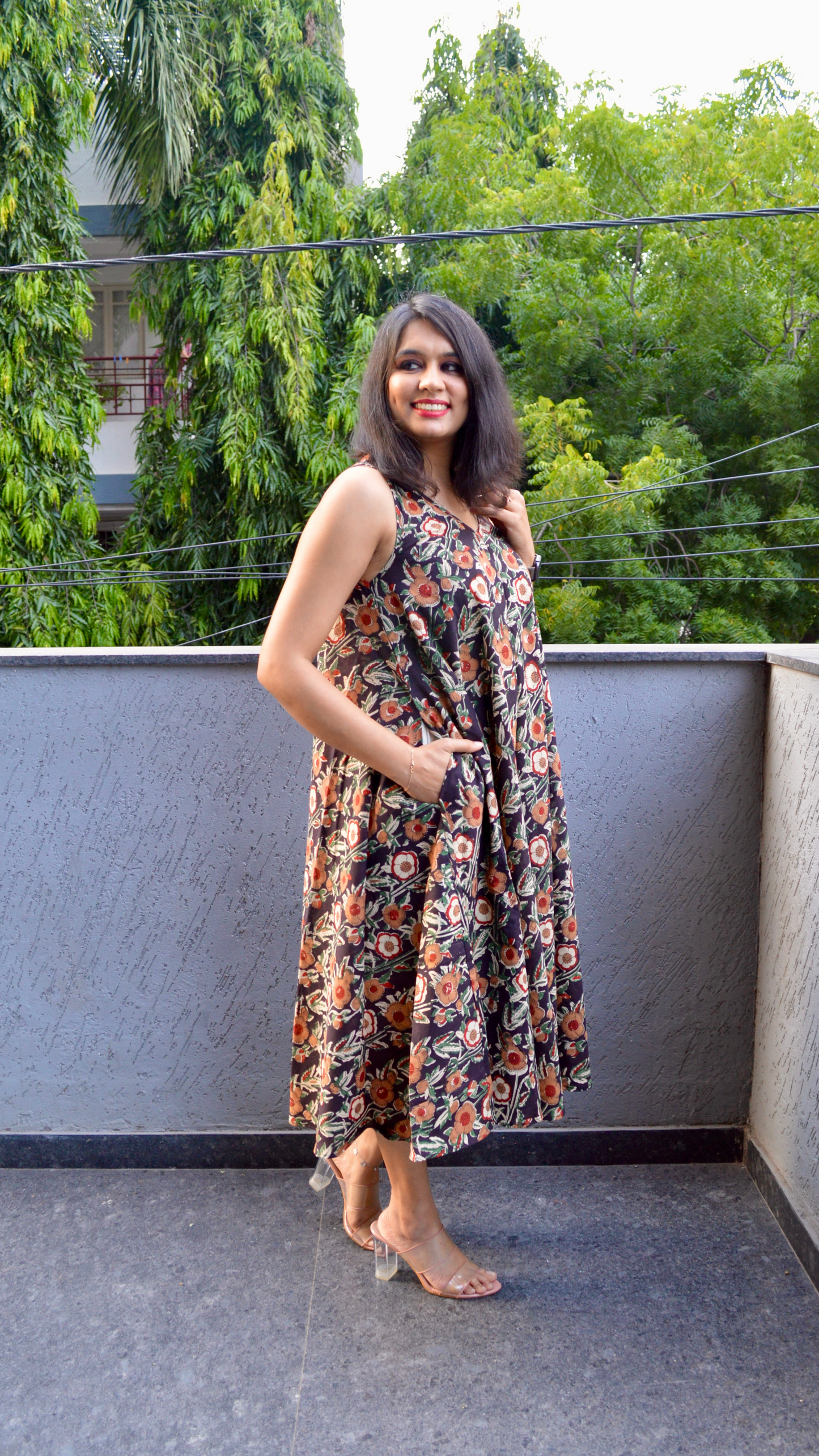 Black Kalamkari Circular Dress