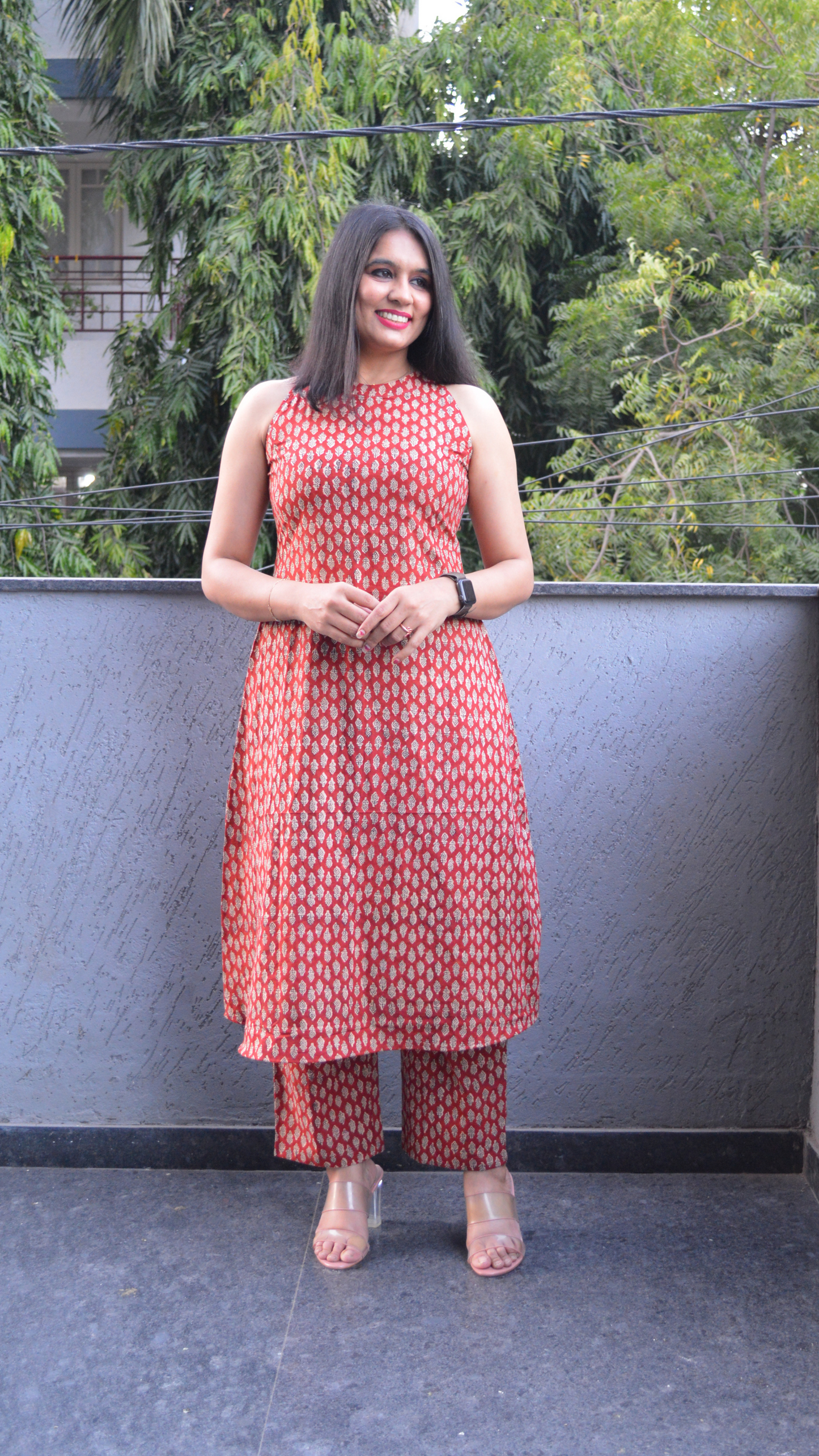 Rust Kalamkari co-ord set