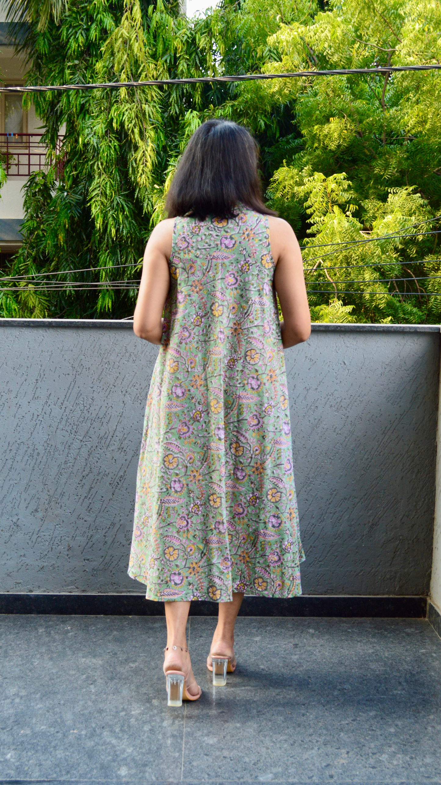 Mint Green Kalamkari Circular Dress