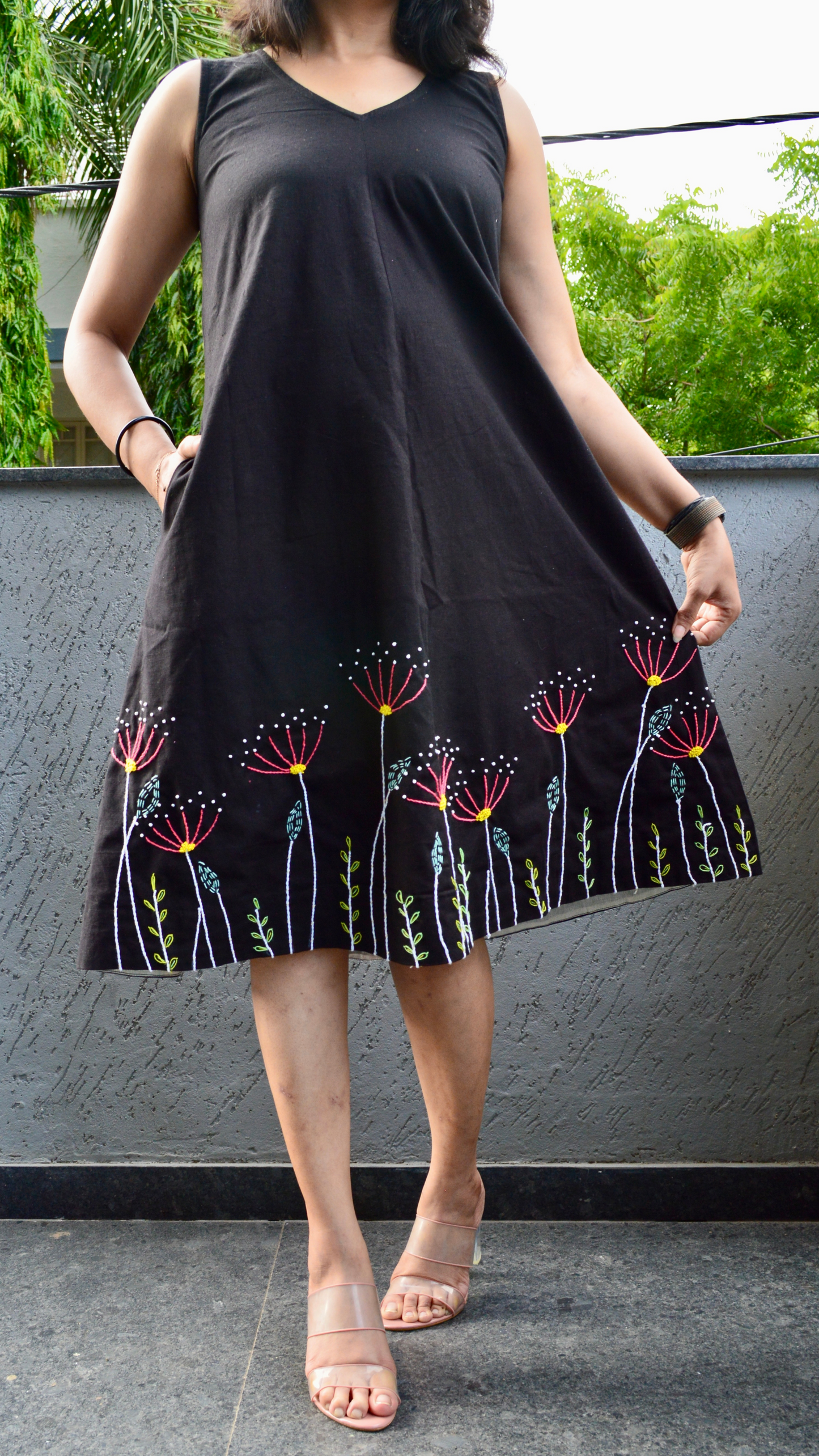 “Smell of woods “ - Black A-Line Dress