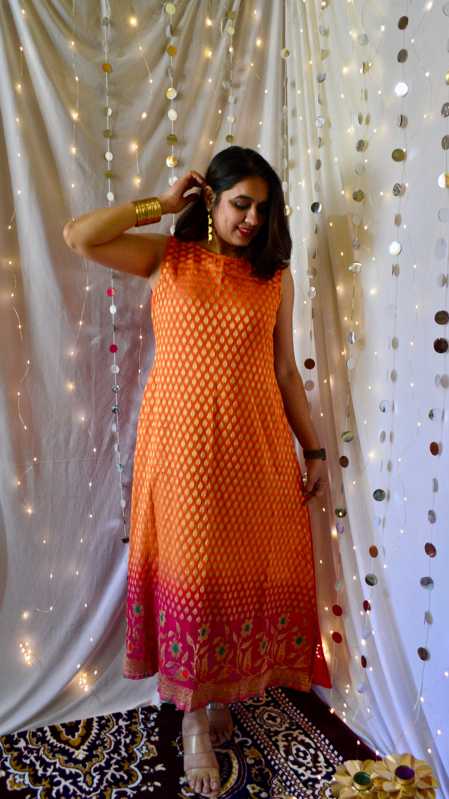 The Amaira Orange And Pink Cocktail Dress
