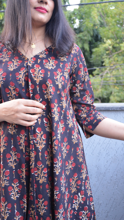 Red and black Kalamkari co-ord set