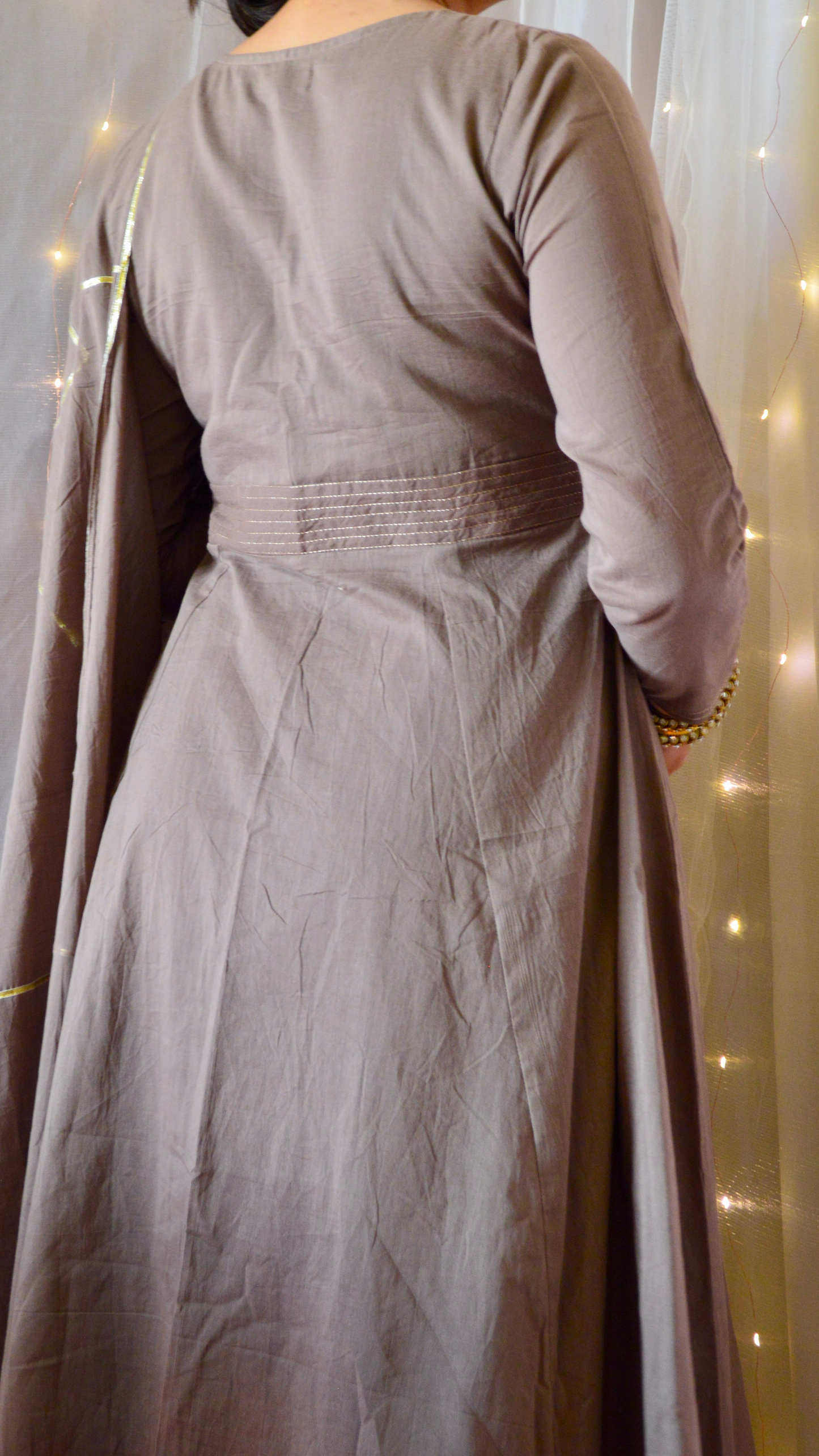 The Sunheri Ash Grey Anarkali Dress