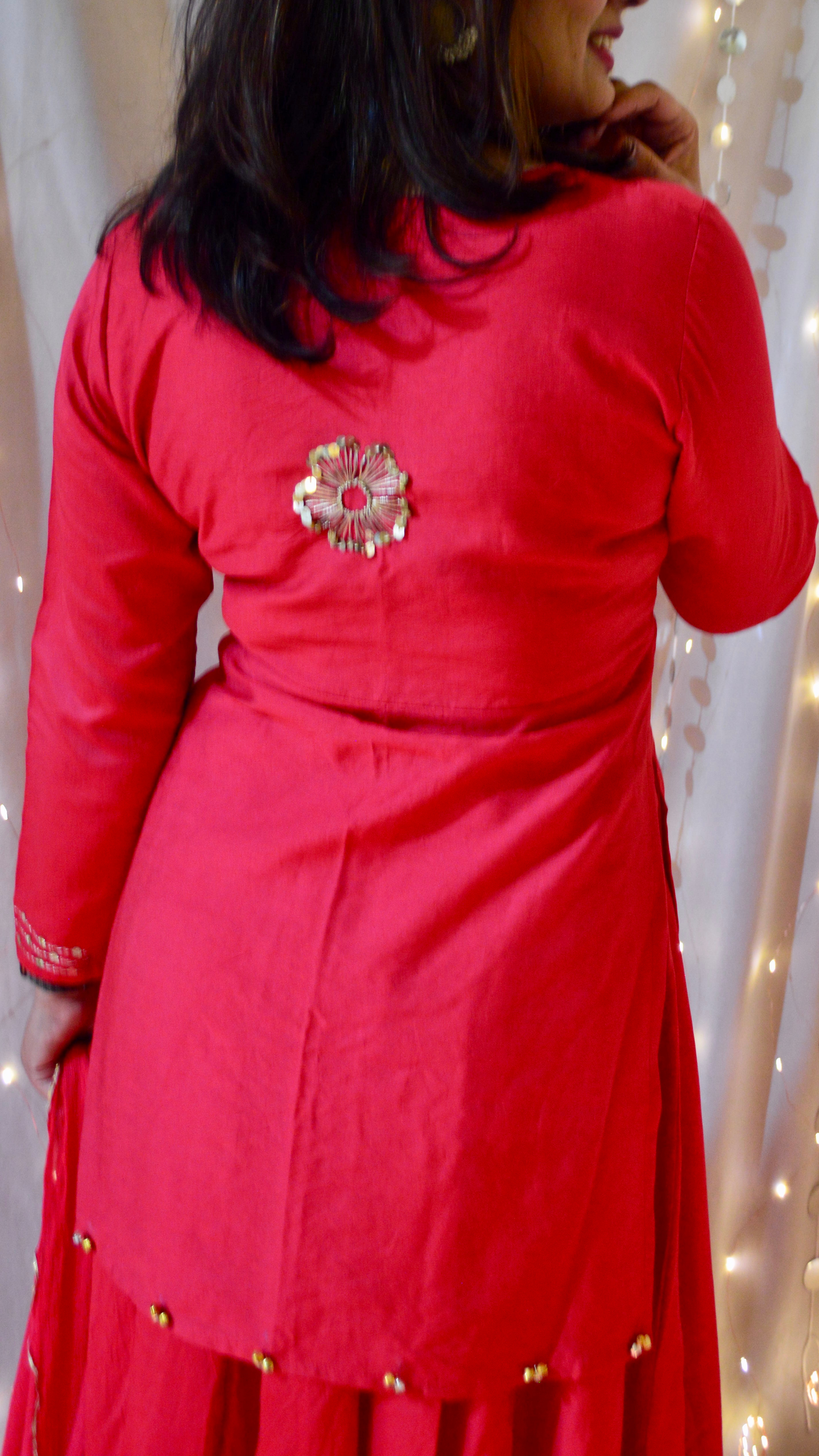 The chaaya Red kurta Lehenga set