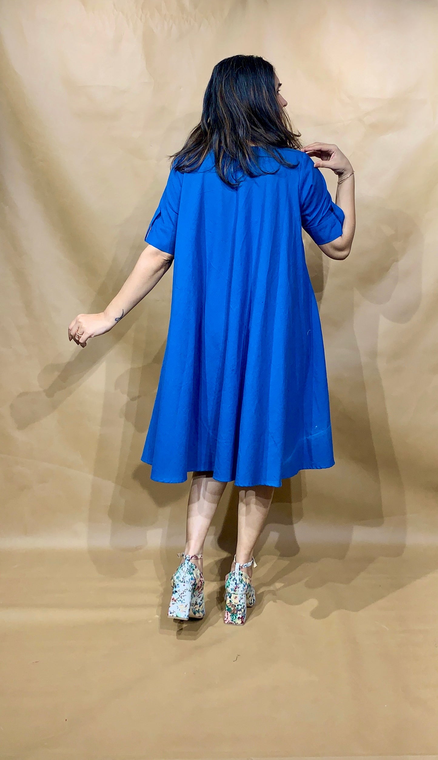 The Cobalt Drift Tent Dress