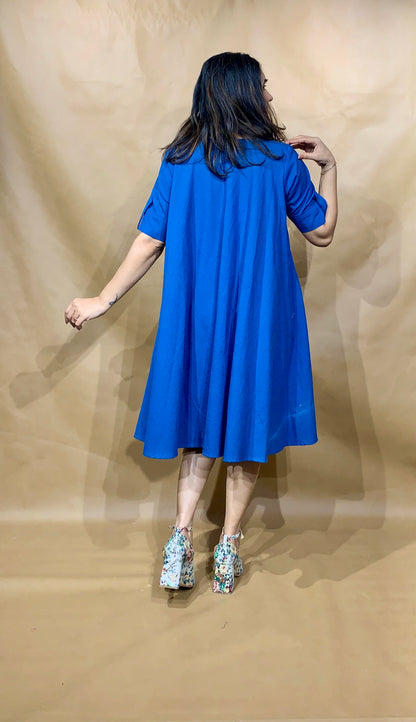The Cobalt Drift Tent Dress