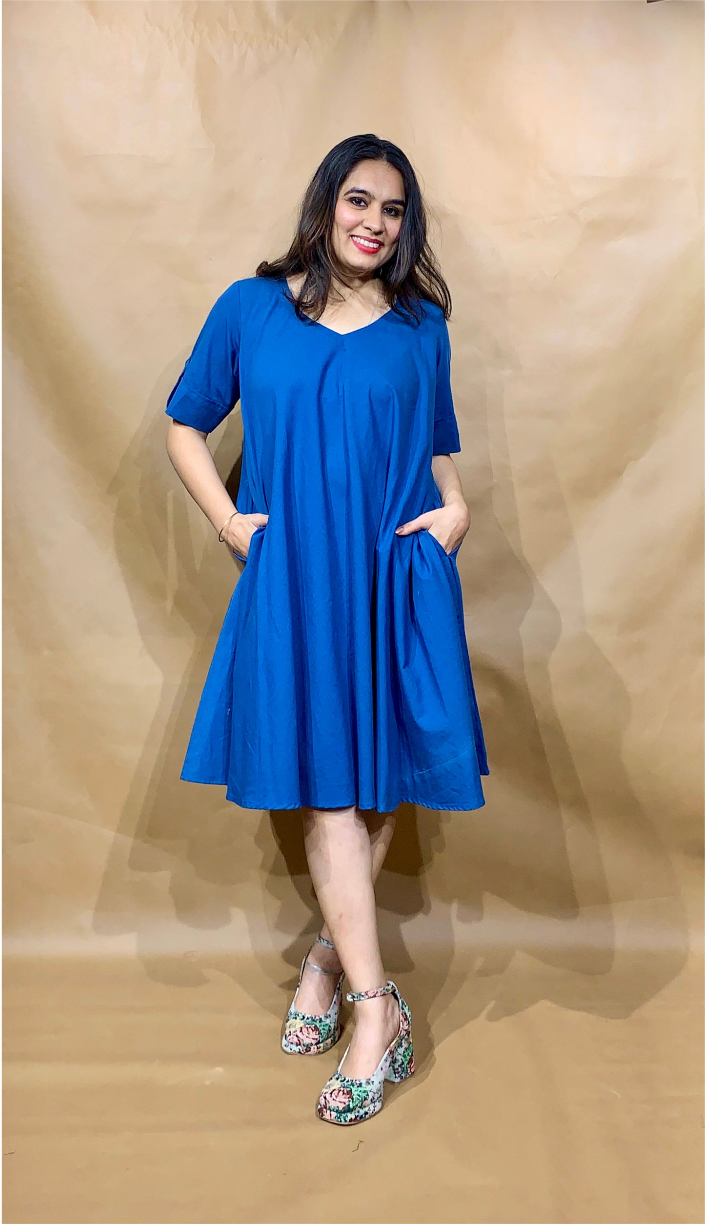 The Cobalt Drift Tent Dress