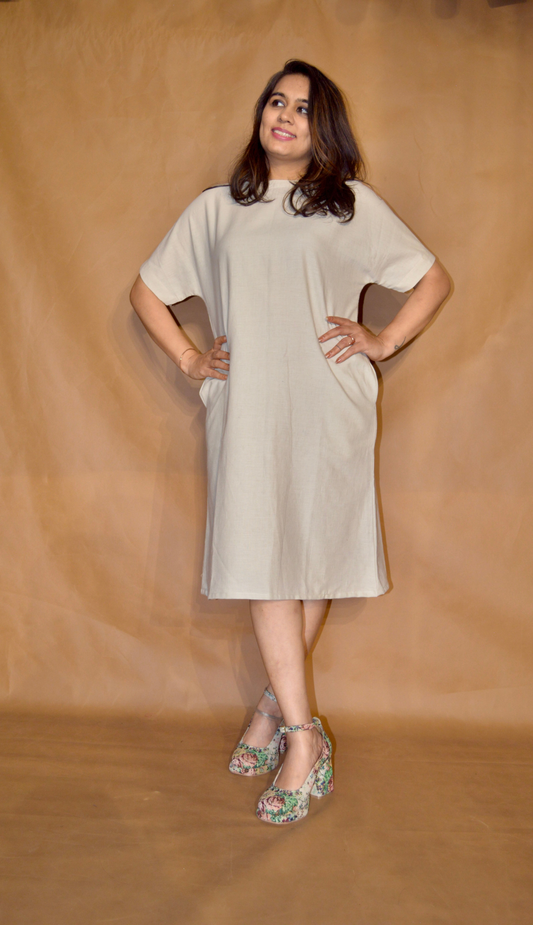 Everyday Ease Tee Dress – Soft Ivory