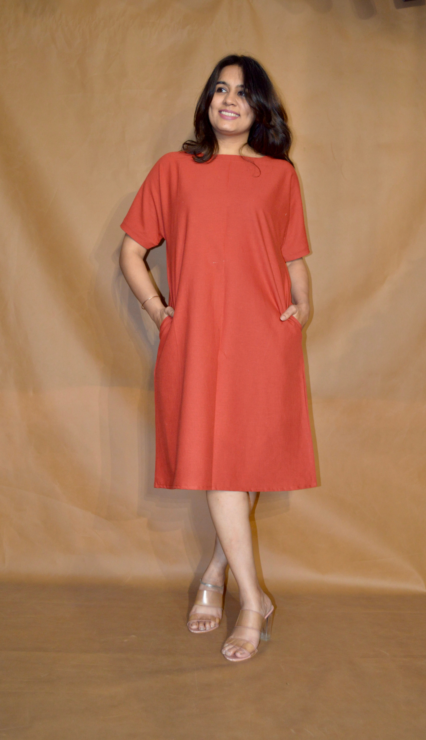 Everyday Ease Tee Dress – Burnt Terra