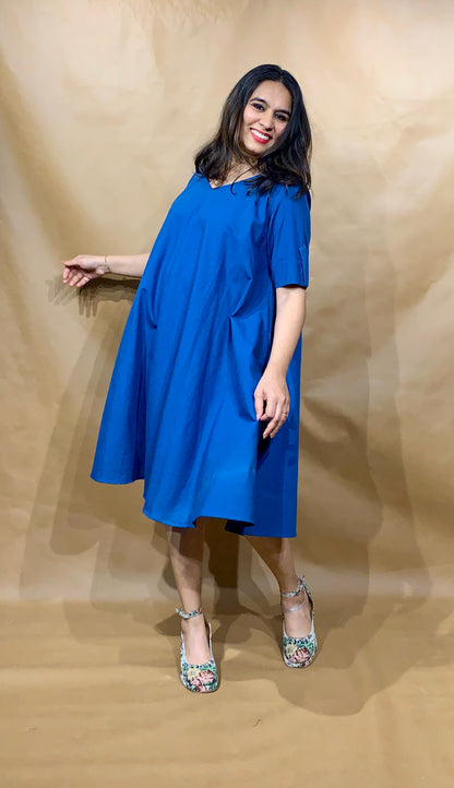 The Cobalt Drift Tent Dress