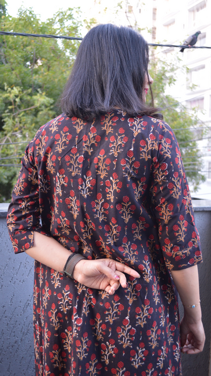 Red and black Kalamkari co-ord set