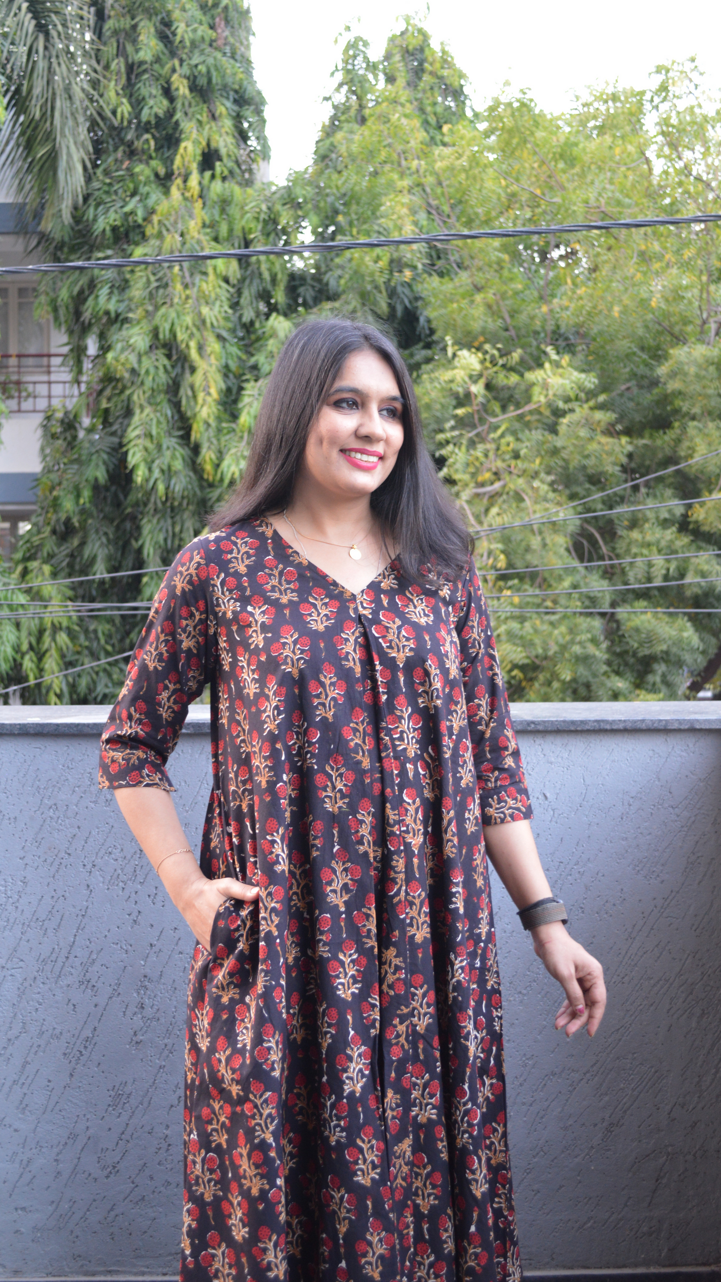 Red and black Kalamkari co-ord set