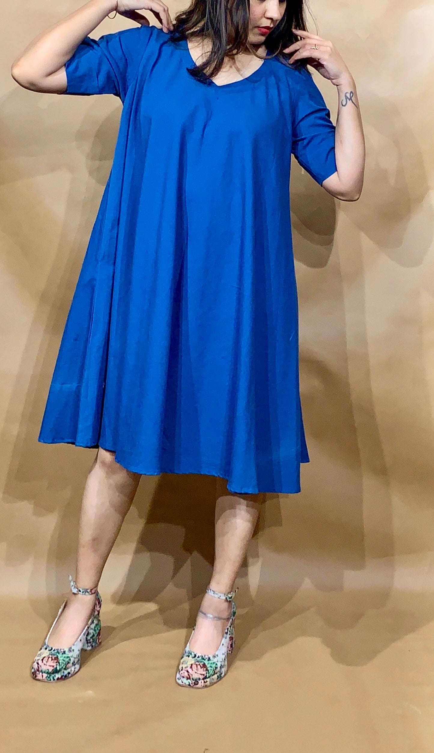 The Cobalt Drift Tent Dress