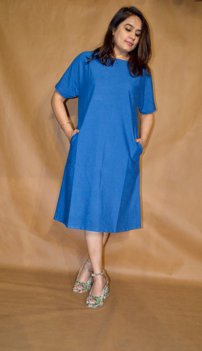 Everyday Ease Tee Dress – Cobalt Blue