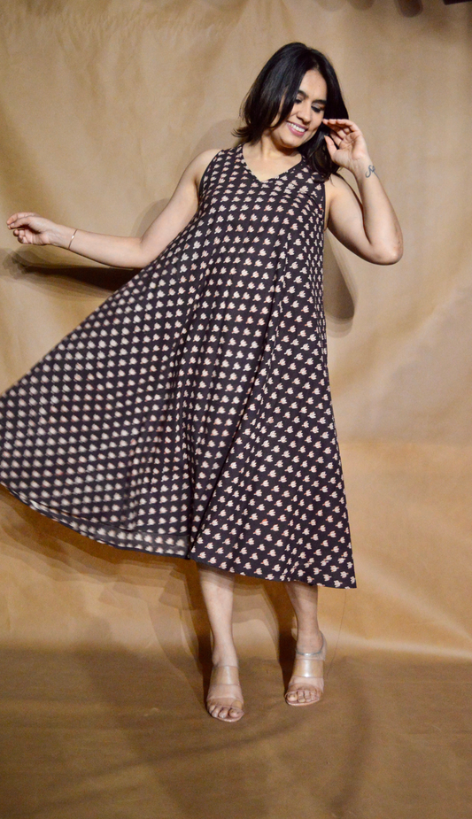 Midnight Bloom Anti-Fit Circular Dress