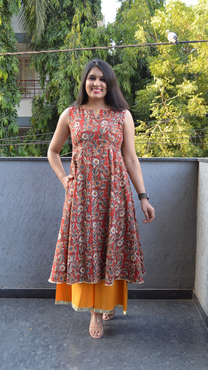 Red Kalamkari co-ord set