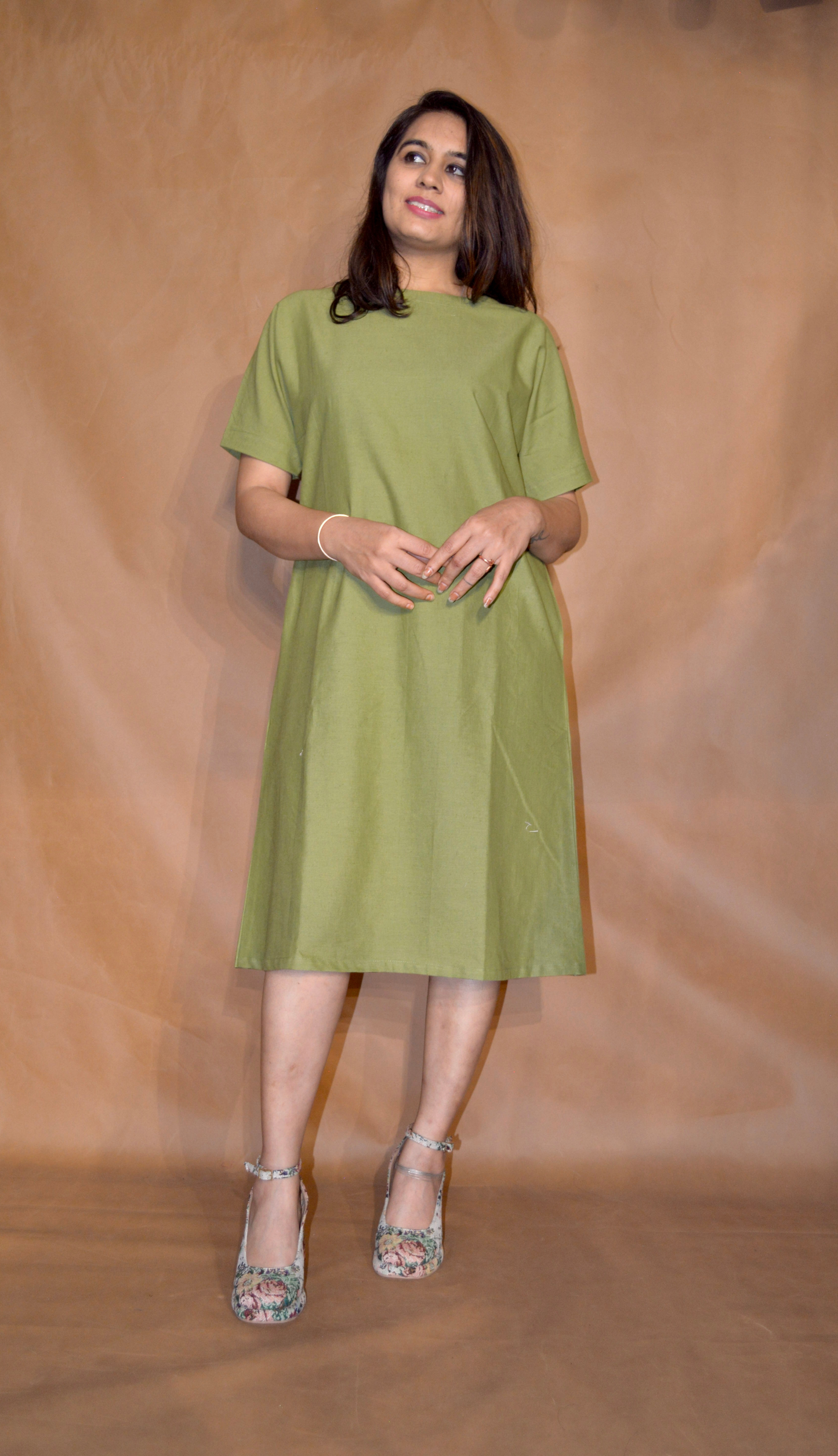 Everyday Ease Tee Dress – Olive Calm