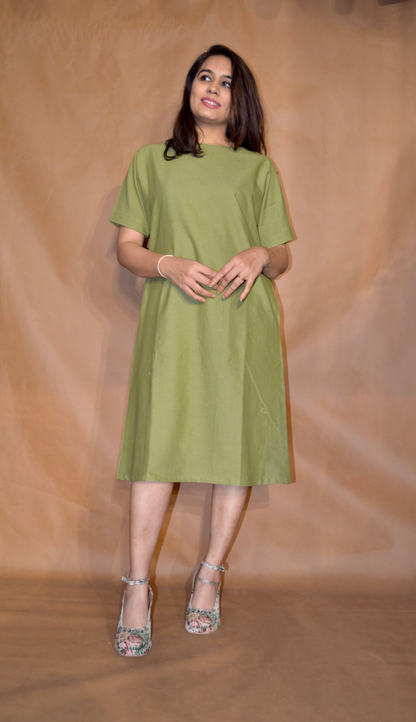 Everyday Ease Tee Dress – Olive Calm