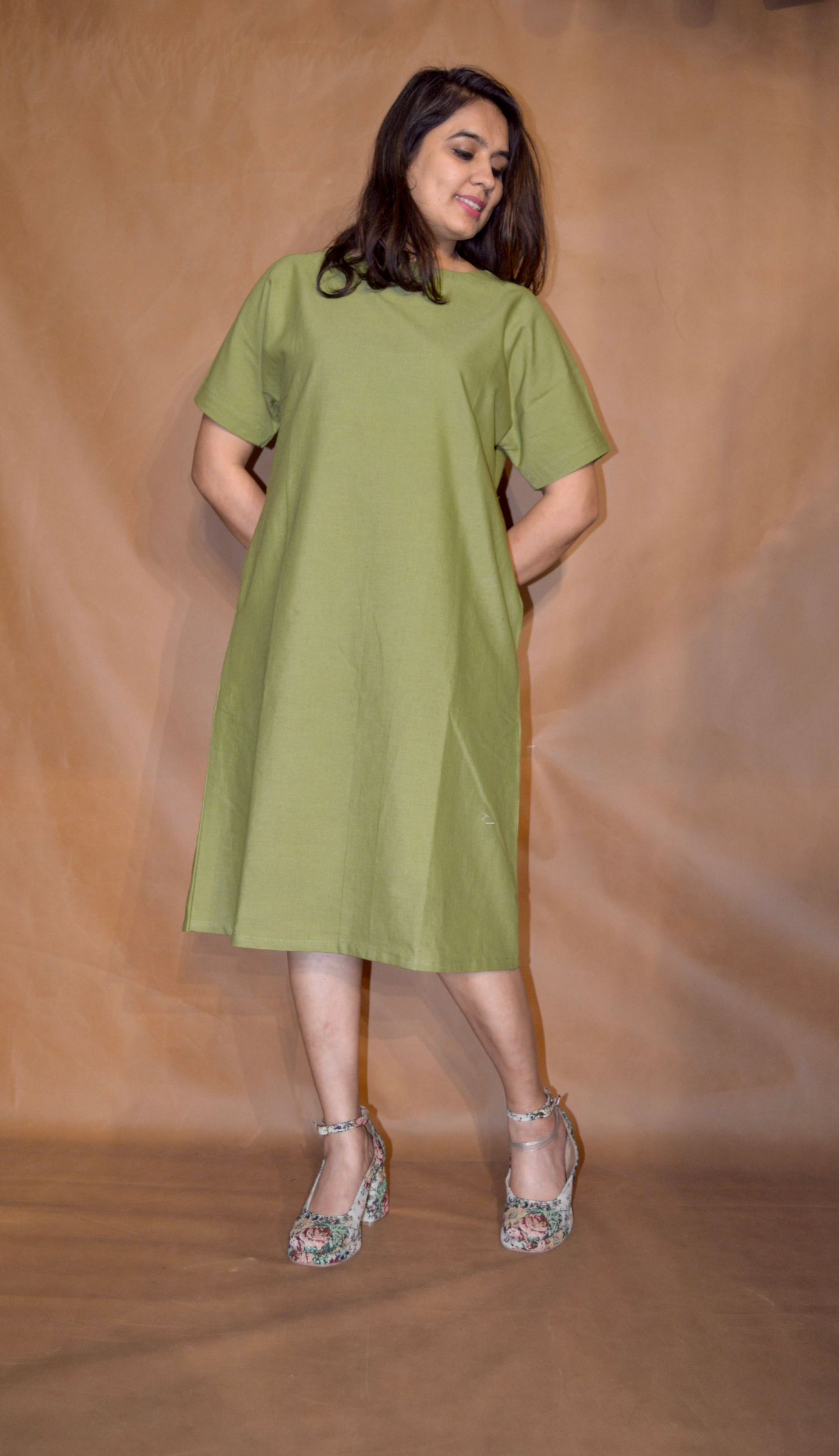 Everyday Ease Tee Dress – Olive Calm