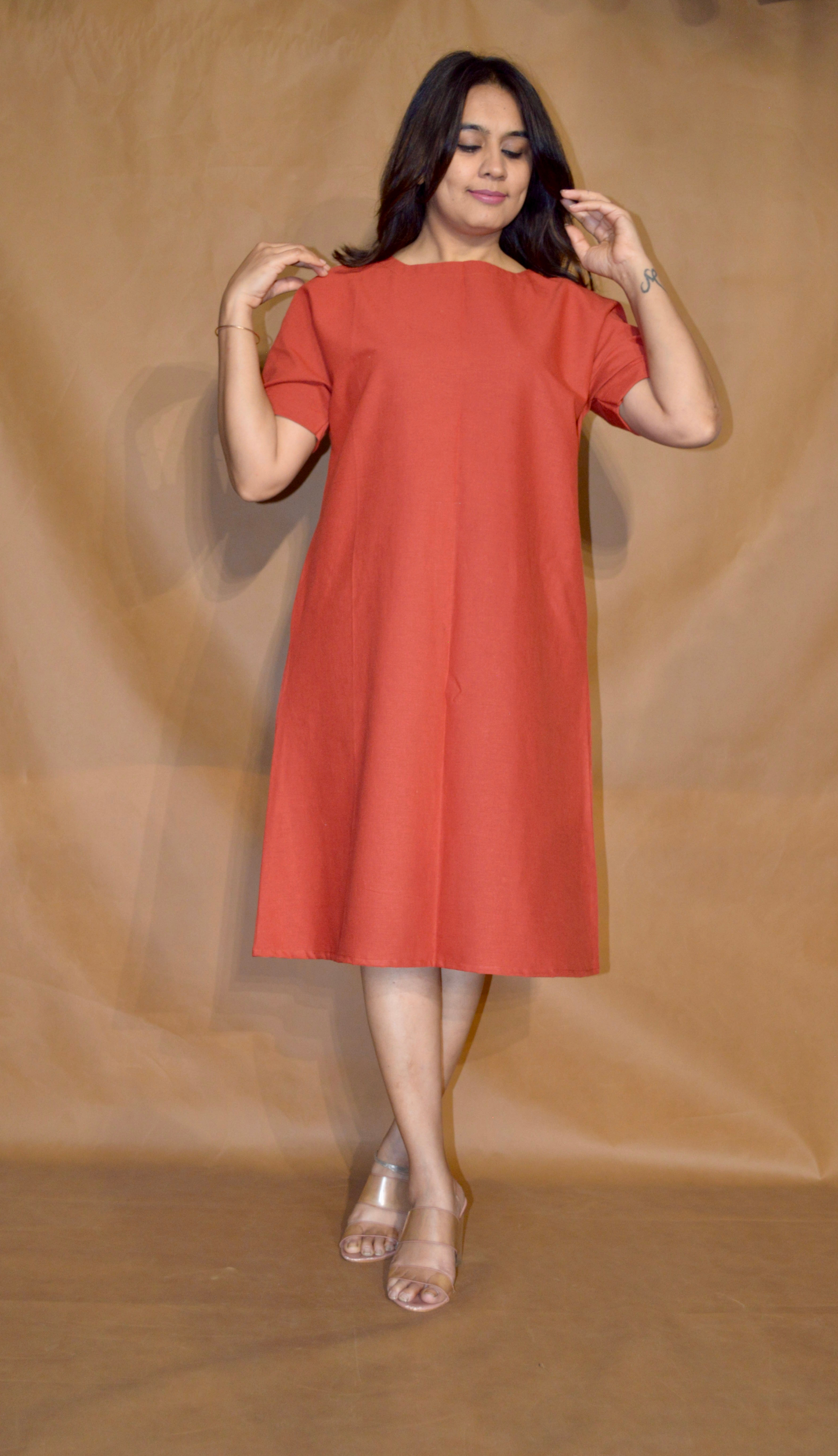 Everyday Ease Tee Dress – Burnt Terra