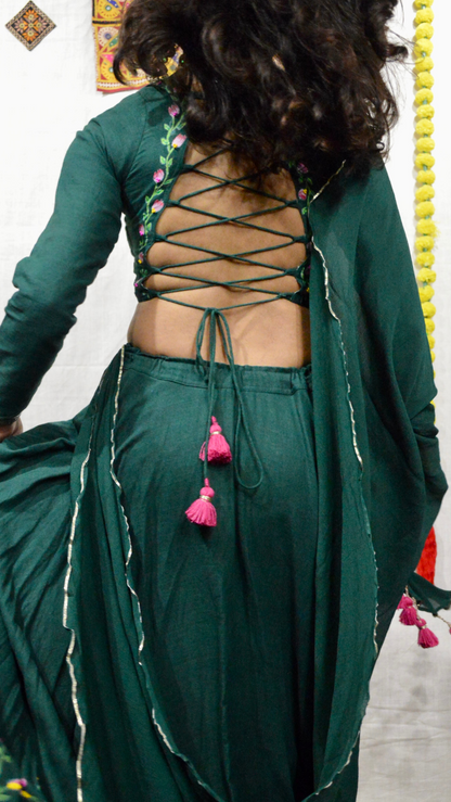Vrindavan Phool Hand Painted Choli Set
