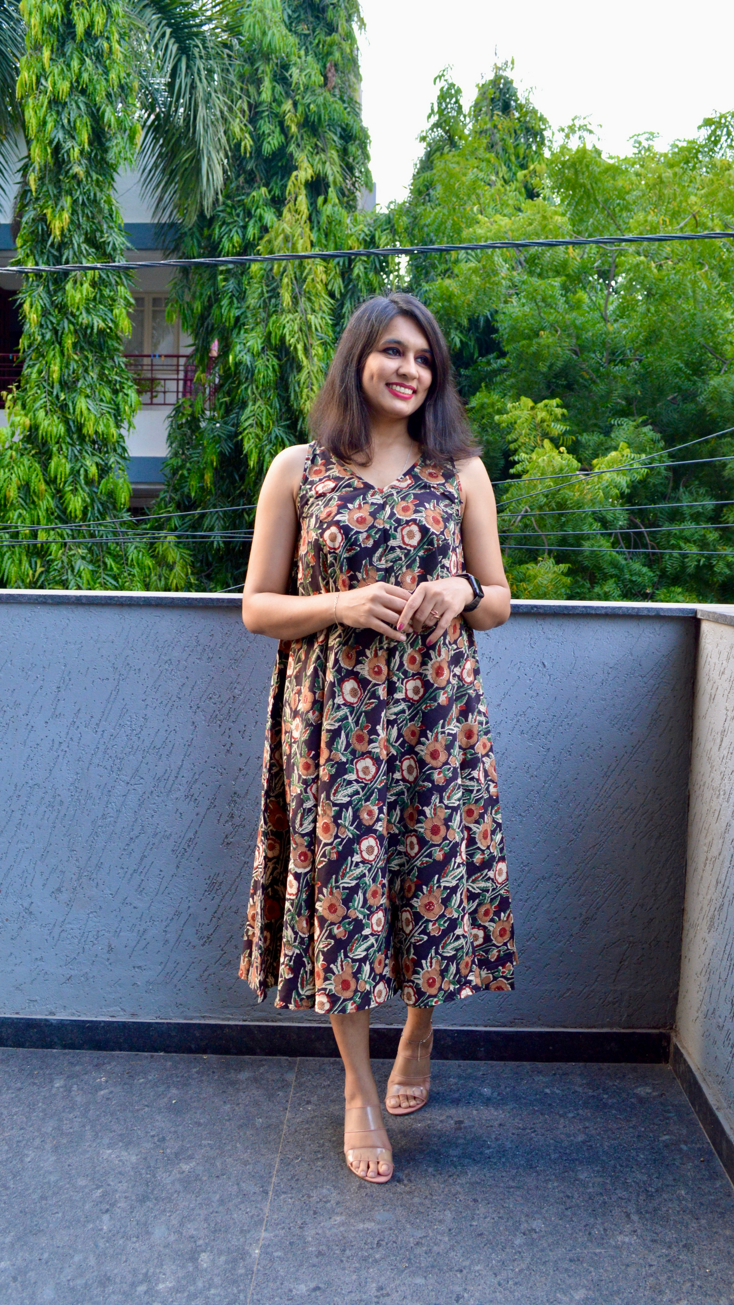 Black Kalamkari Circular Dress