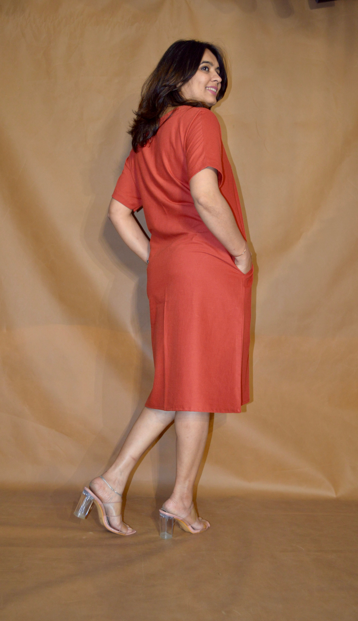 Everyday Ease Tee Dress – Burnt Terra