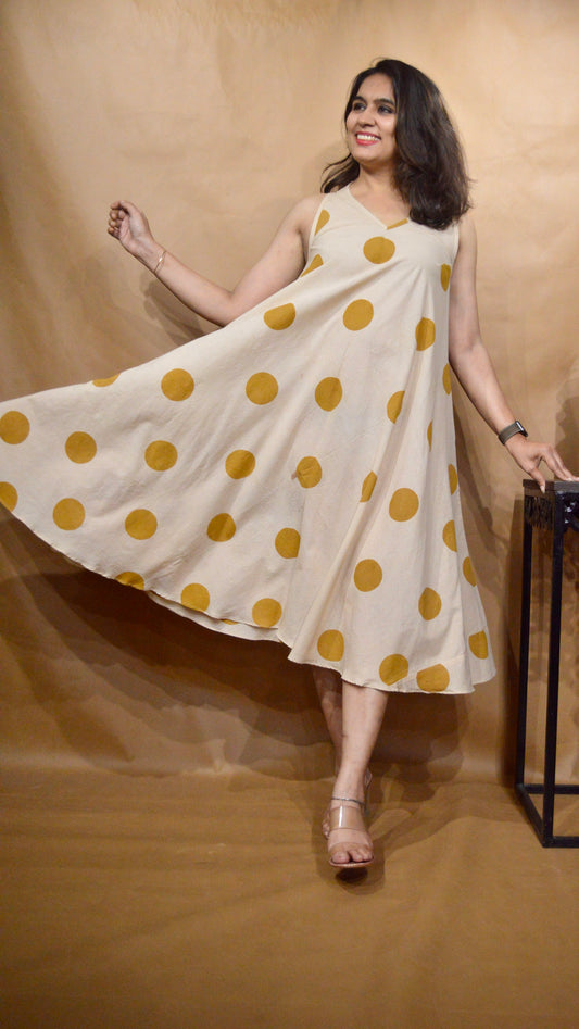 The Golden Drift Circular Dress