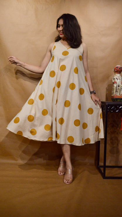 The Golden Drift Circular Dress