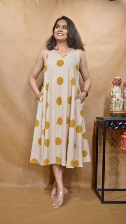 The Golden Drift Circular Dress