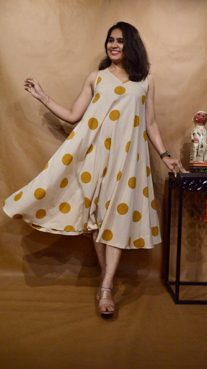 The Golden Drift Circular Dress