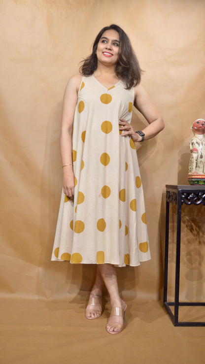 The Golden Drift Circular Dress