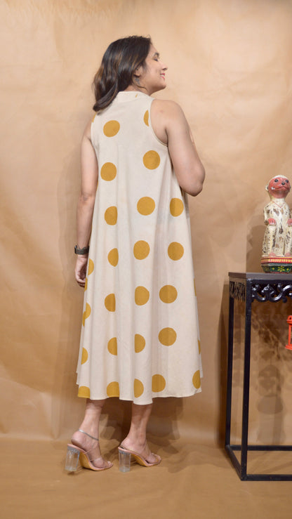 The Golden Drift Circular Dress